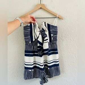 Lulus Navy & White Mini Shorts Romper